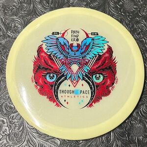 Thought Space Athletics Glow Cream Pathfinder Disc with Owl Design Stamp